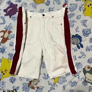 Vintage 90s Great Land White/Red Denim Shorts 34x8